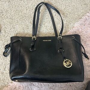Michael Kors Black Tote with Gold Accents